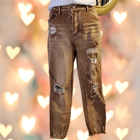 Denim - Destroyed Ankle Crop Jean - Size Medium